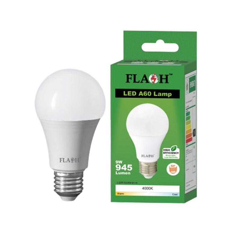 FLASH LED High Efficiency All Purpose Light Bulb 9W A60 Lamp E27 (10 pack) 4000K