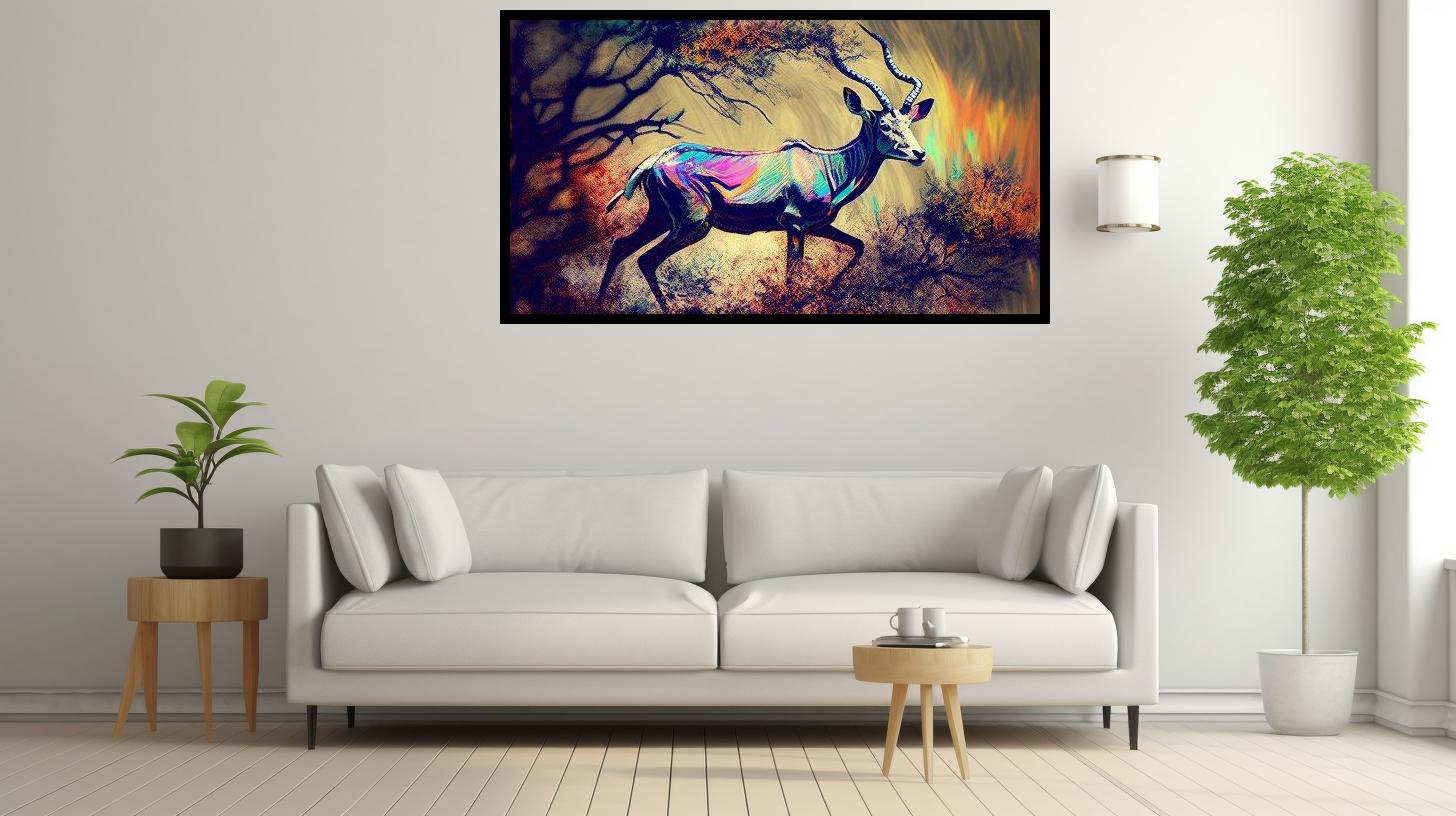 Canvas Wall Art - Kudu Painting - B1597 [120 x 80 cm]