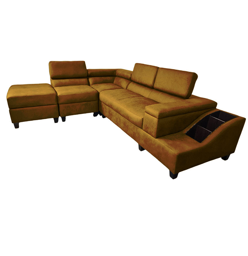 Phoebe L Shape Corner Sofa - Faux Leather-Dark Brown