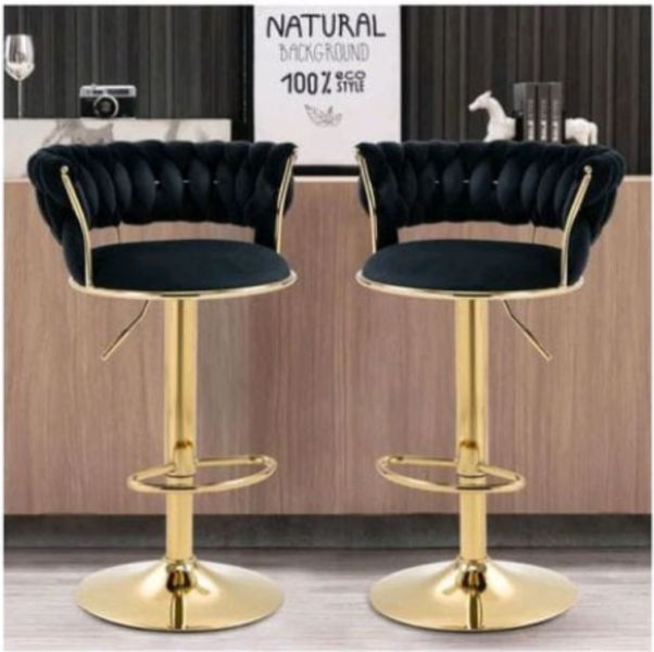Black Velvet Swivel Bar Chair Set of 2