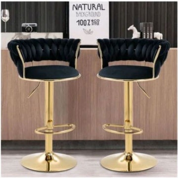Black Velvet Swivel Bar Chair Set of 2