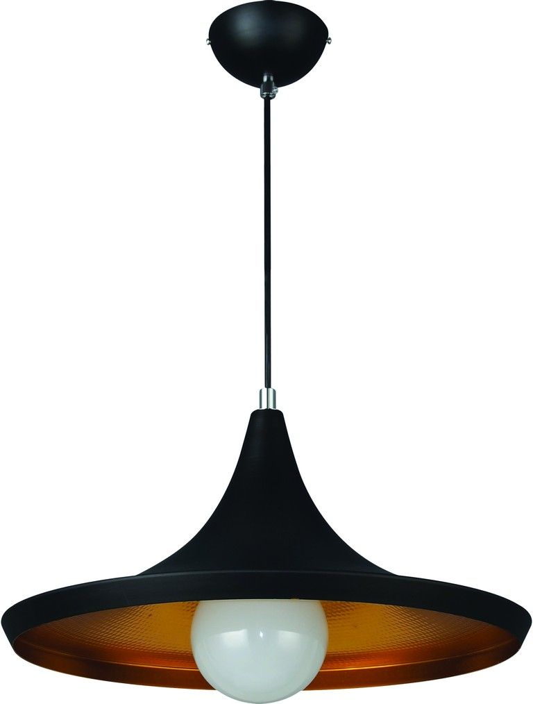230VAC 40W 1xE27 Pendant Black/Gold 360mm Dia.