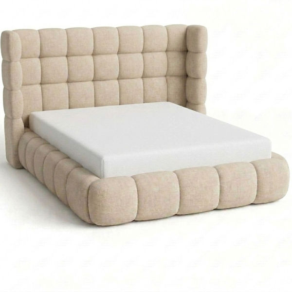 Upholstery bubbled ultra plush queen bed