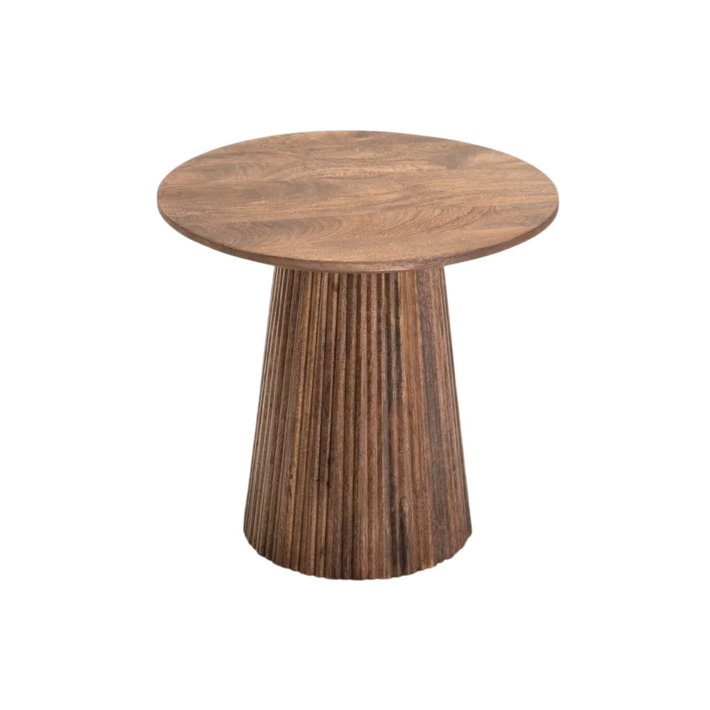 Vividitto - AGIO 50cm Round Solid Wood Side Table - Light Brown
