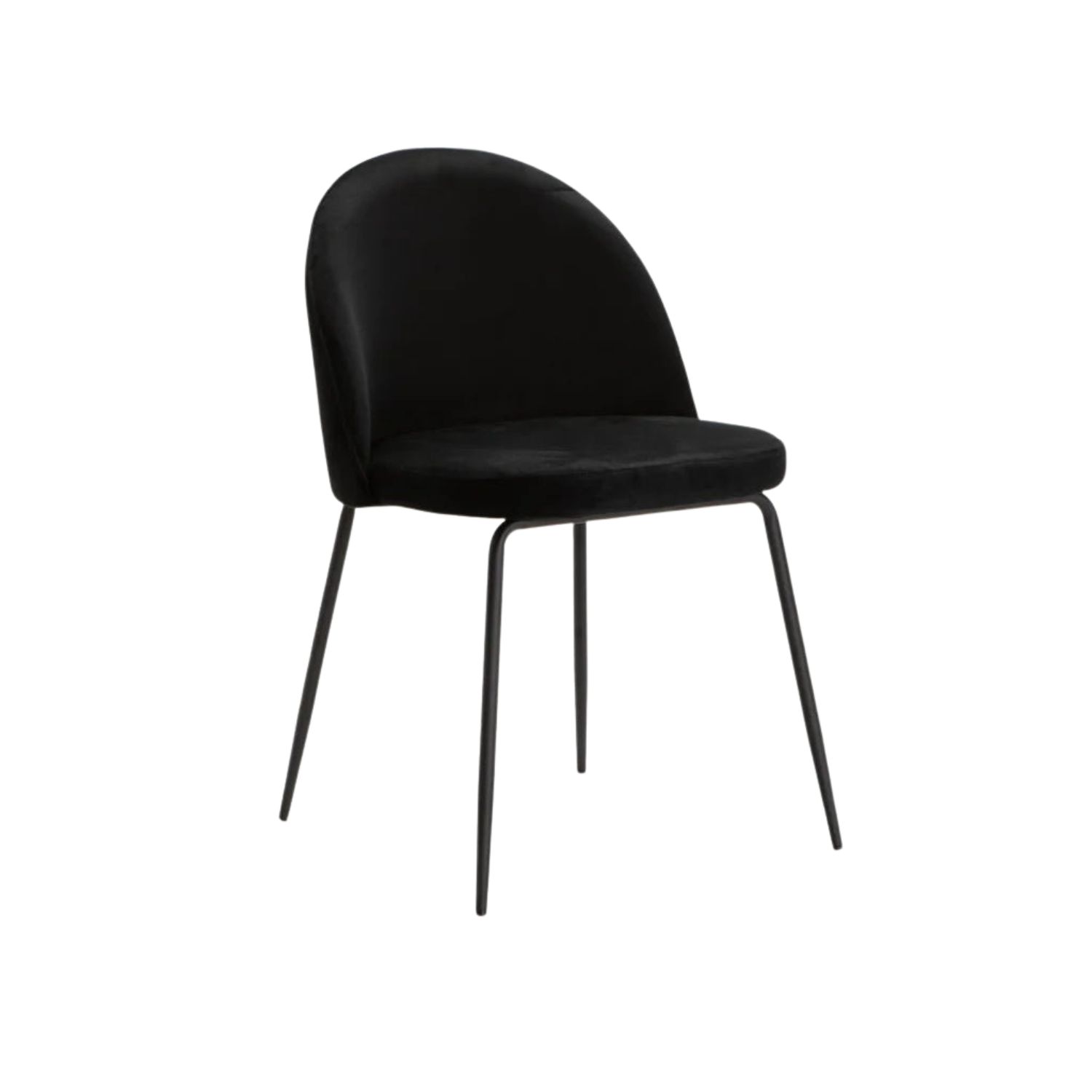 Velvet Upholstered Dining Chair - Black