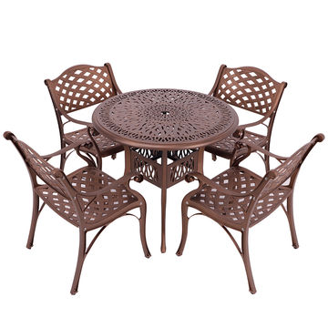 4 Seater - Lattice Aluminium Patio Set / Garden Furniture / Outdoor Dining Set    (4 Lattice Chairs with 90cm Round Elizabeth Table) - COPPER