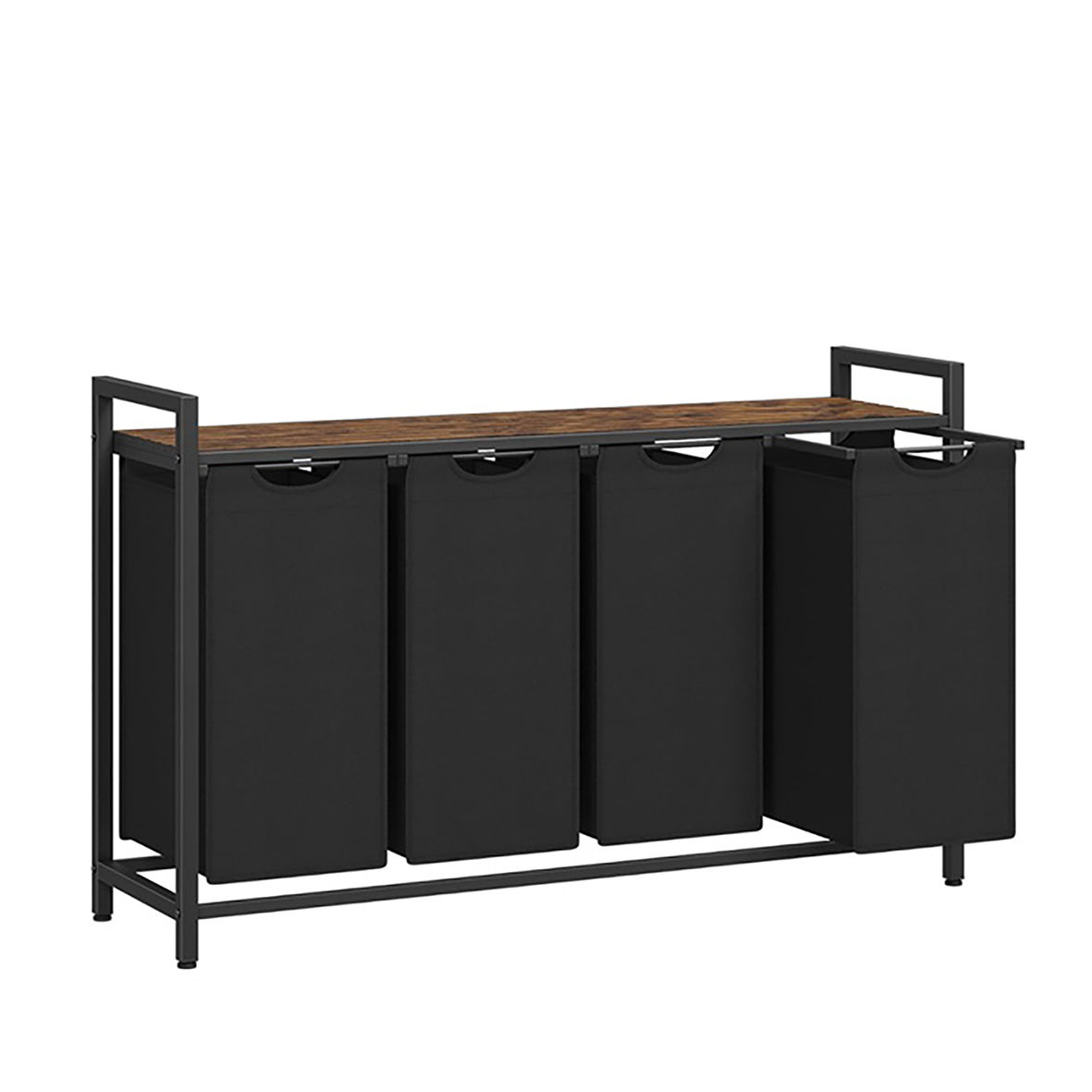 LAZAVA 4-Compartment Laundry Hamper with Shelf and Removable Bags Rolling