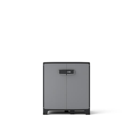 Spaceo low storage resin cabinet grey & black 93x85x52cm