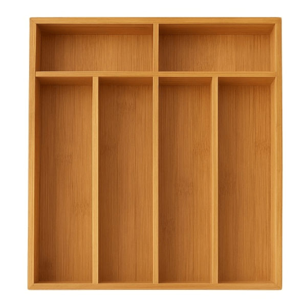 6 Compartment Bamboo Drawer Organizer