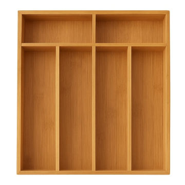 6 Compartment Bamboo Drawer Organizer