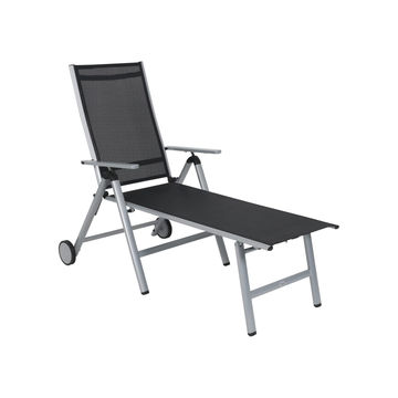 Wheeled Adjustable Garden Chaise Lounger With Aluminium Frame