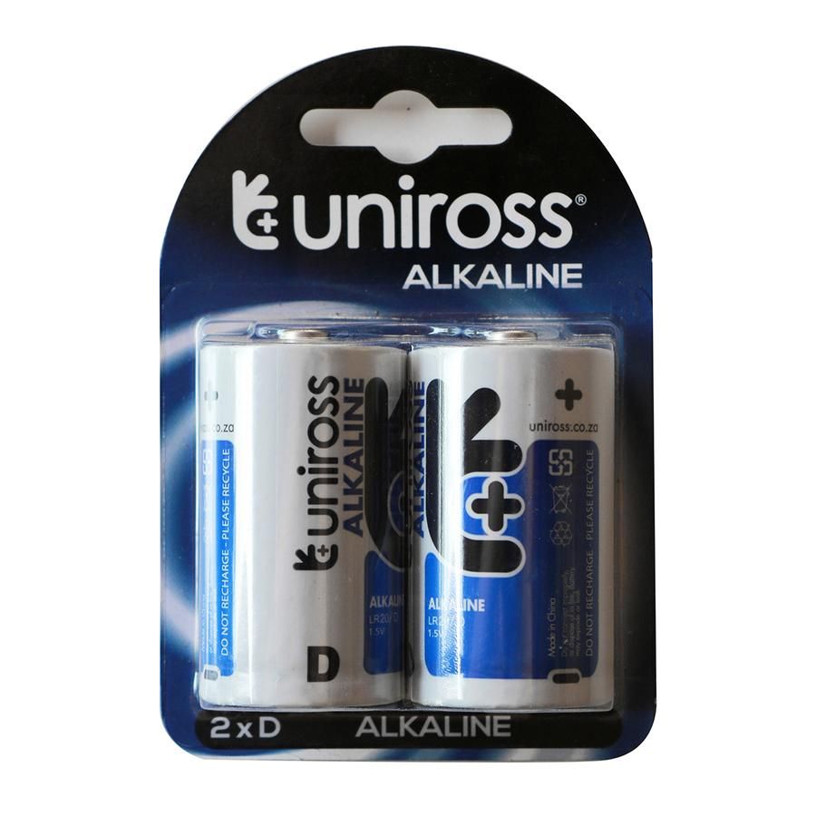 Uniross Battery Alkaline D 2 Pack 4 Pack