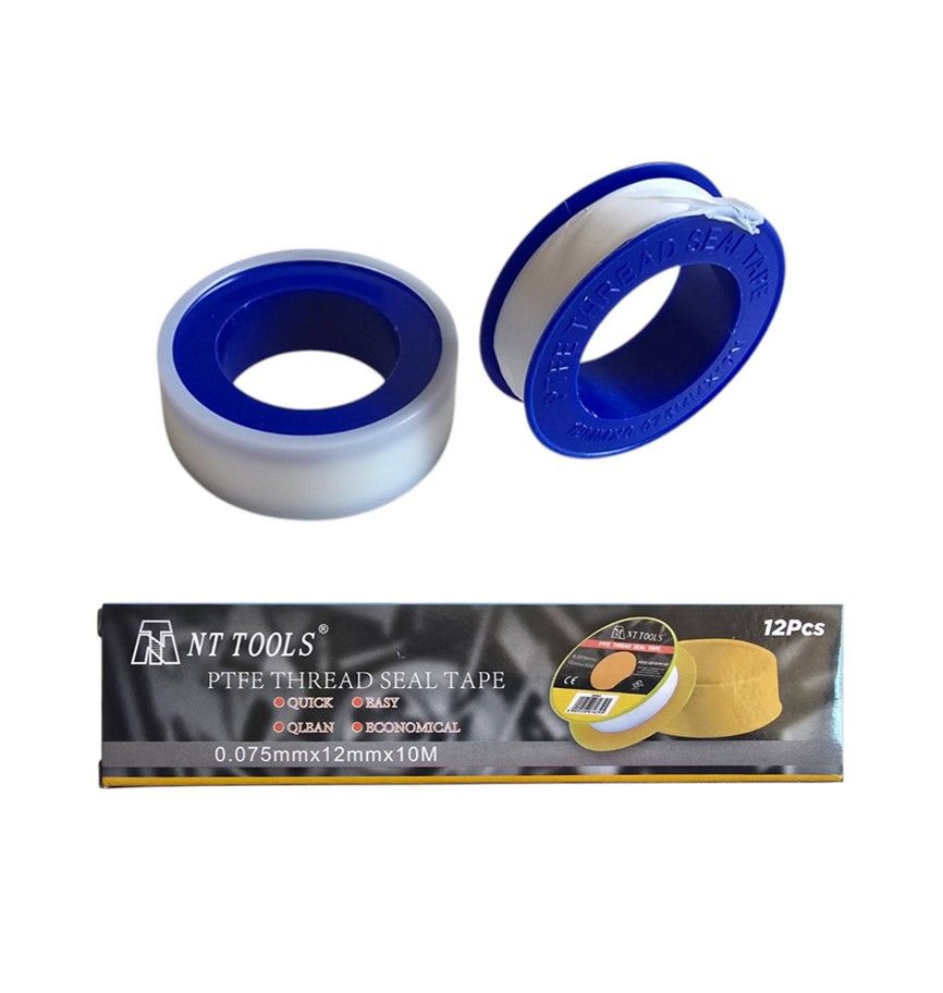 NT TOOLS PTFE Plumbers Thread Seal Tape 0.075 x 12mm x10m (12 Rolls)