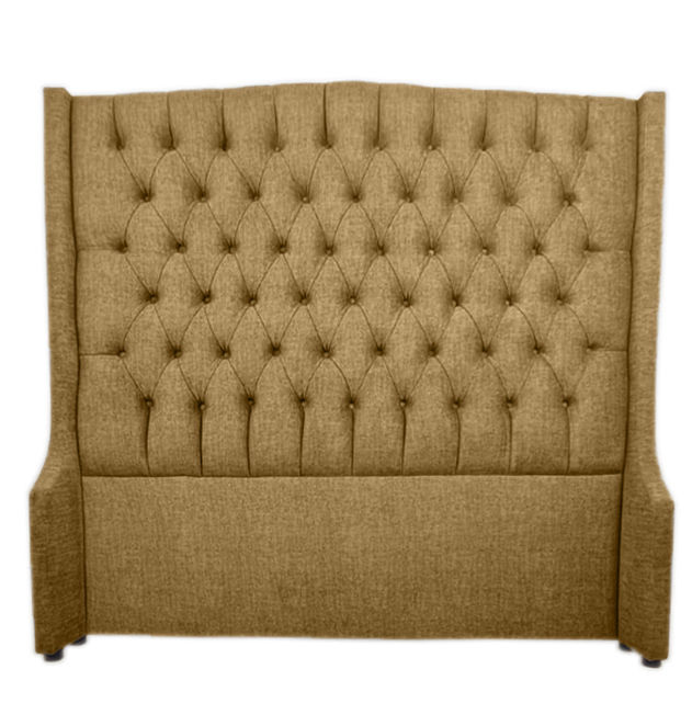 Reya Buttoned Wing Headboard- Queen-Brown