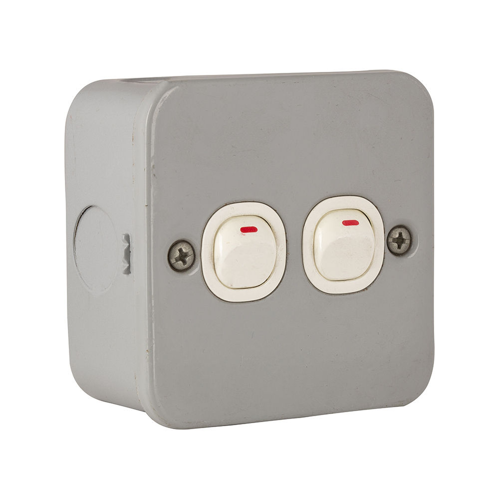 Eurolux - Switch - 1 Way - 2 Gang - Grey - 10a - 2 Pack