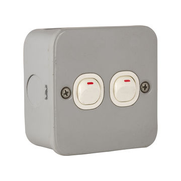Eurolux - Switch - 1 Way - 2 Gang - Grey - 10a - 2 Pack