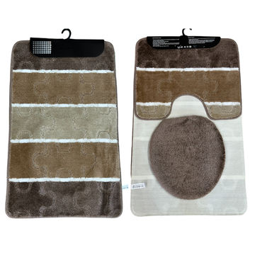 3-Piece Bathroom Mat Set – 60x100 cm Bath Mat, Contour Toilet Mat & Lid Cover – Soft, Anti-Slip & Absorbent