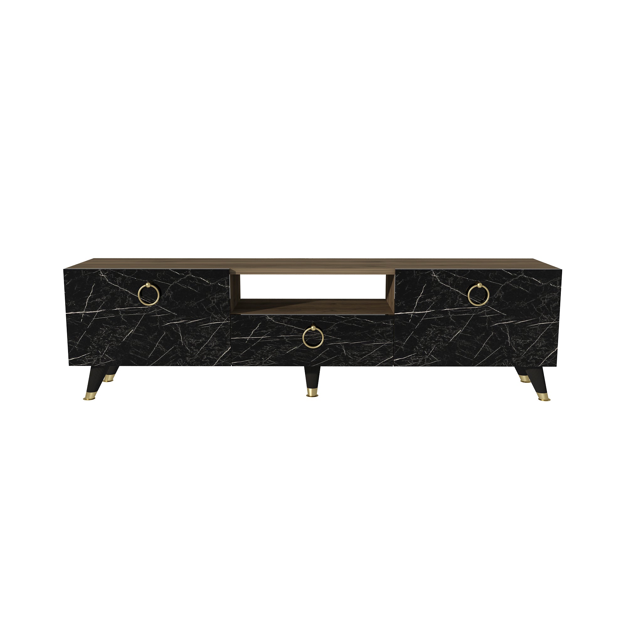 Armoire Suny TV Stand - Black Marble Oak