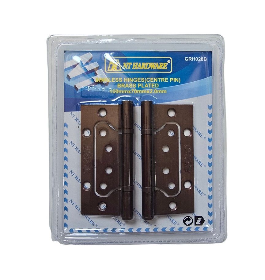 NT TOOLS Sinkless Hinges - Bronze - Brass Plated 100mm x 70 x 2mm (Pair)