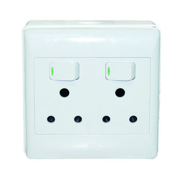 ACDC - White 2x16A Switched Socket Outlet 4x4 C/W Surface Box