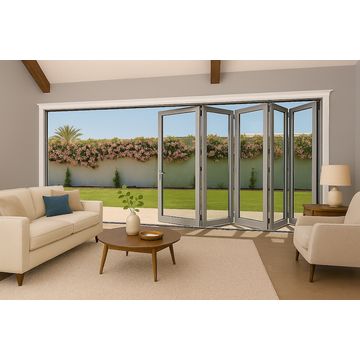 Kenzo - SFD5FG6LS - Aluminium Fold A-Side Door 3mx2.1m Silver Open to Left Viewed From Outside