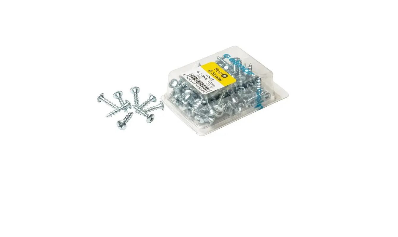 G Screw, Pozi, No.10 (5mm x 25mm), 100 Pieces (4 pack) BY WOODLY