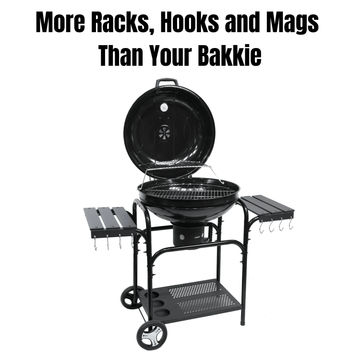 MagMaster – 57cm Premium Trolley Charcoal Kettle Braai with Hinged Lid and Side Tables