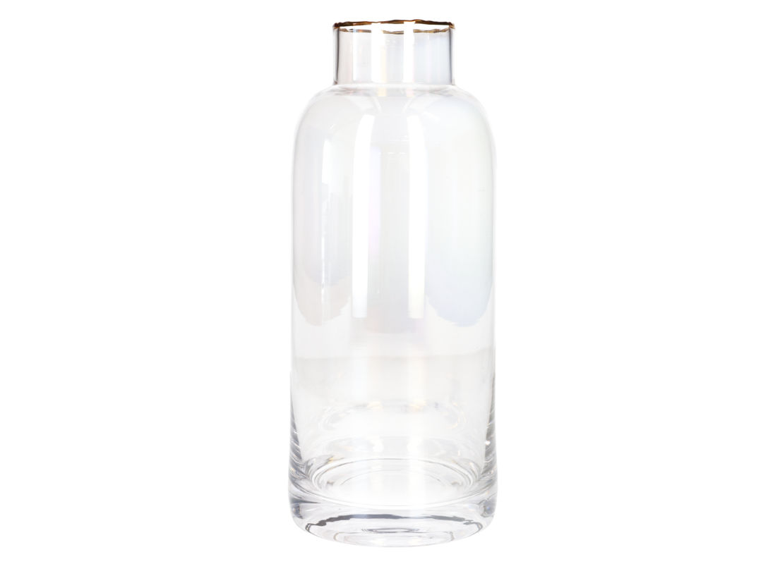 Danny Home Clear Glass Vase with Gold Rim