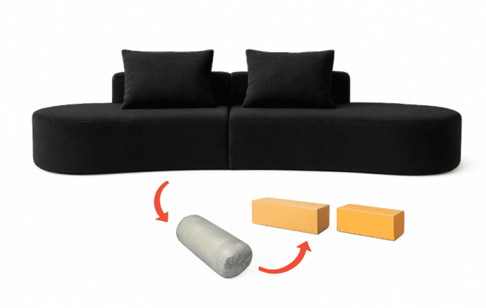 Ziyane Compressed Curved Couch - Black