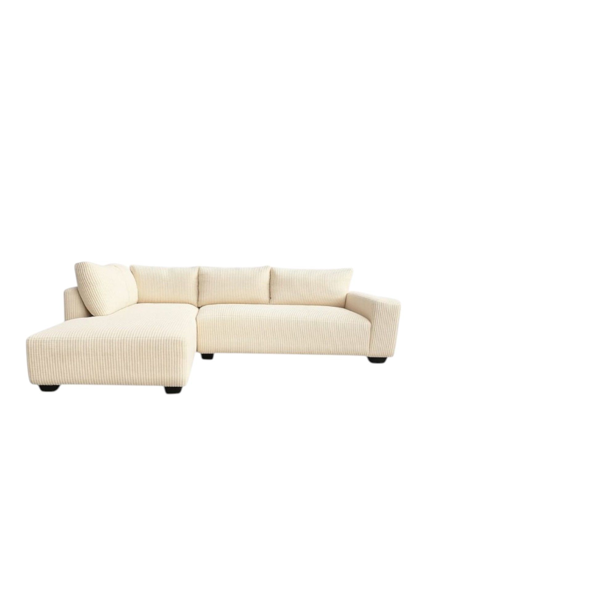 Natalia L Shape Couch – Corduroy Cream - white Right Sided