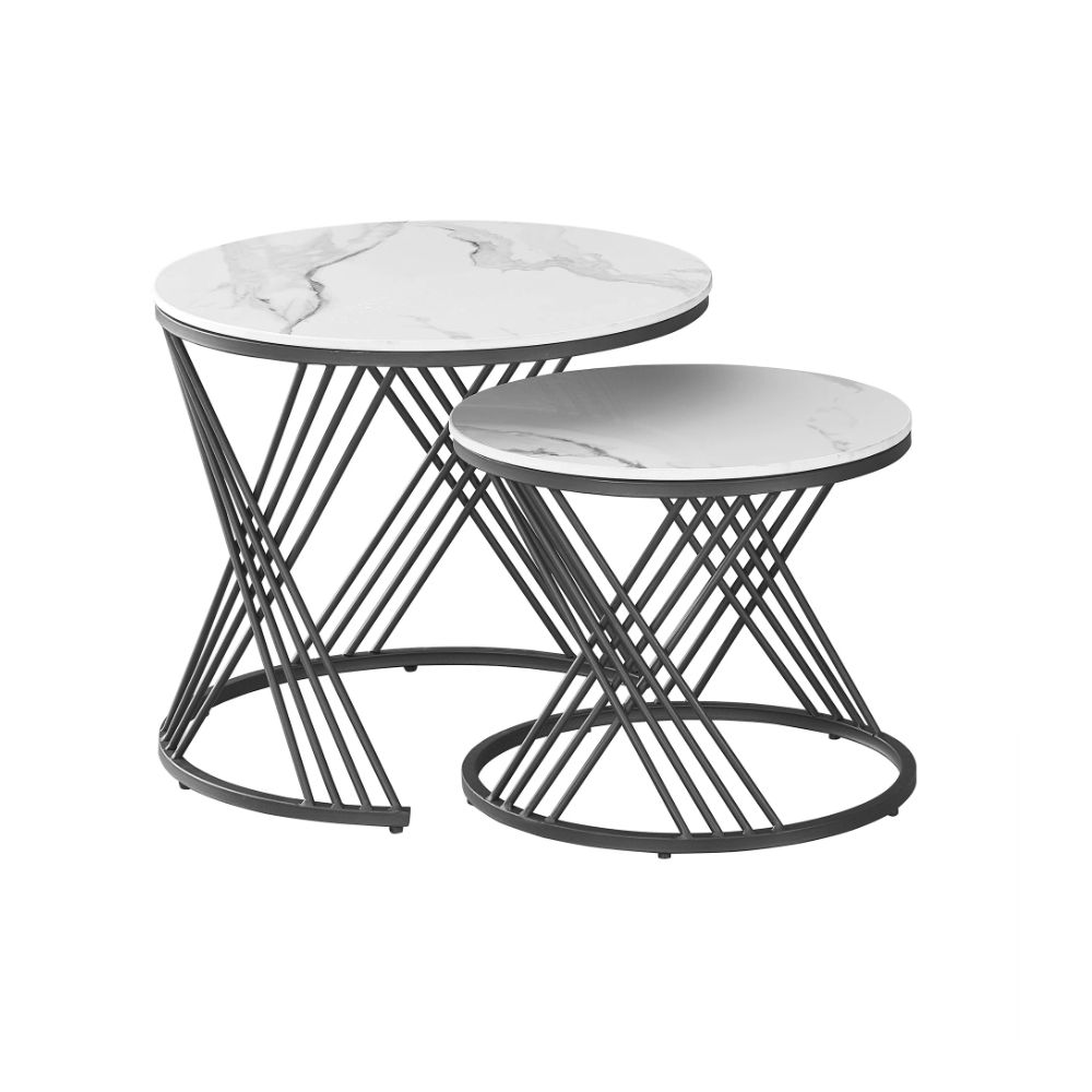 Coffee Table-2-in-1 Luxury Modern End Coffee Table With Nesting Frame