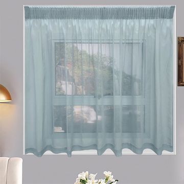 Matoc Designs Café Curtain -Mystic Voile -Duck Egg -Taped -Single Layer - 250cm W x 120cm H