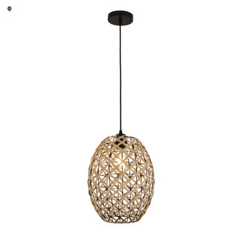 Metal and Rope Pendant with Amber Inner Glass