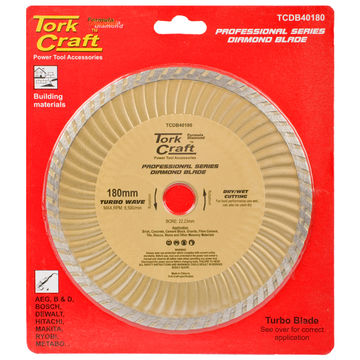 Tork Craft - Diamond Blade 180 x 22.22mm Turbo Wave - 2 Pack