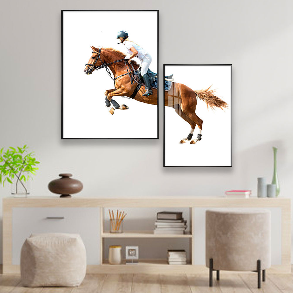 Modern High Gloss House Decoration Wall Art 2 of Set Painting - Brown / White - 70 x 50 cm