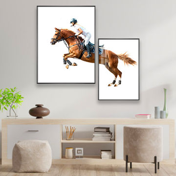 Modern High Gloss House Decoration Wall Art 2 of Set Painting - Brown / White - 70 x 50 cm