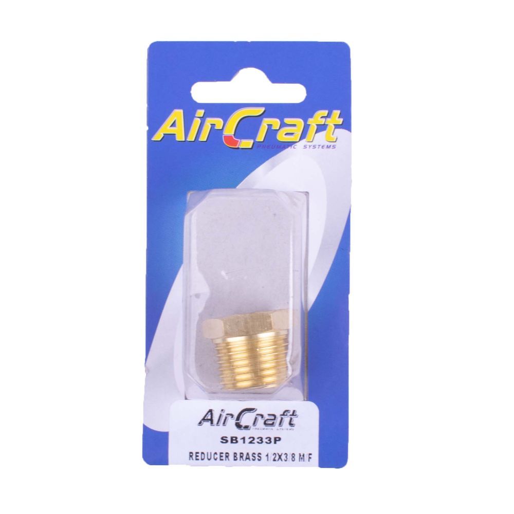 Aircraft - Reducer Brass 1/2 x 3/8 M/F Conical 1 Piece Pack - 4 Pack