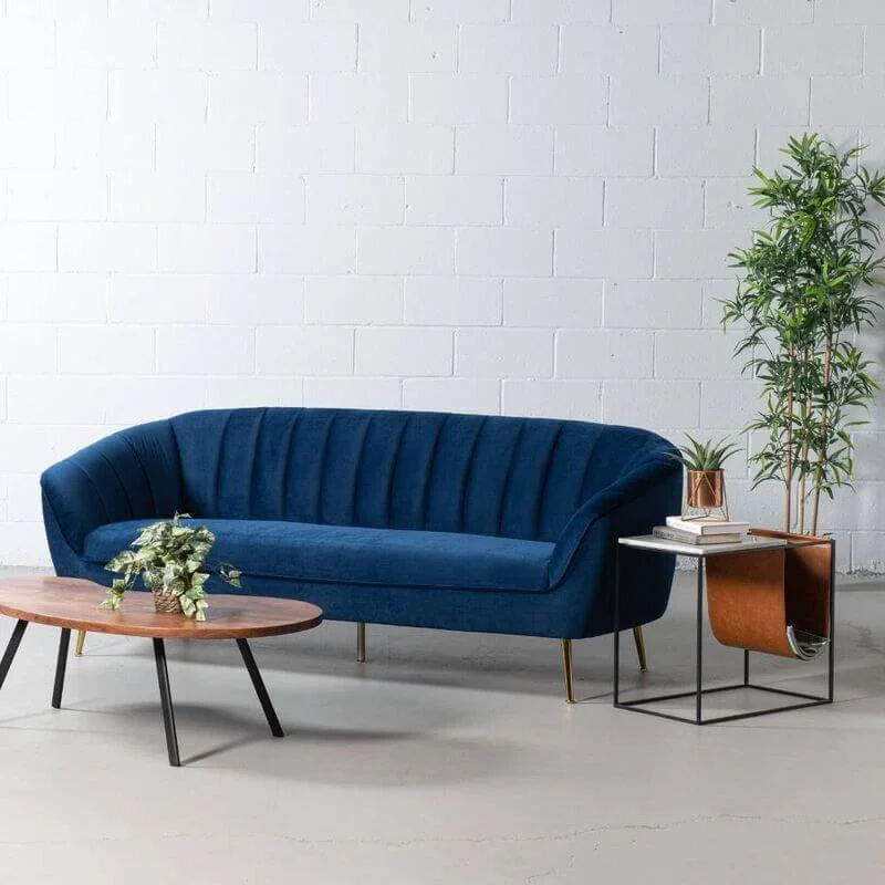Thea 3 Seater Sofa-Velvet blue