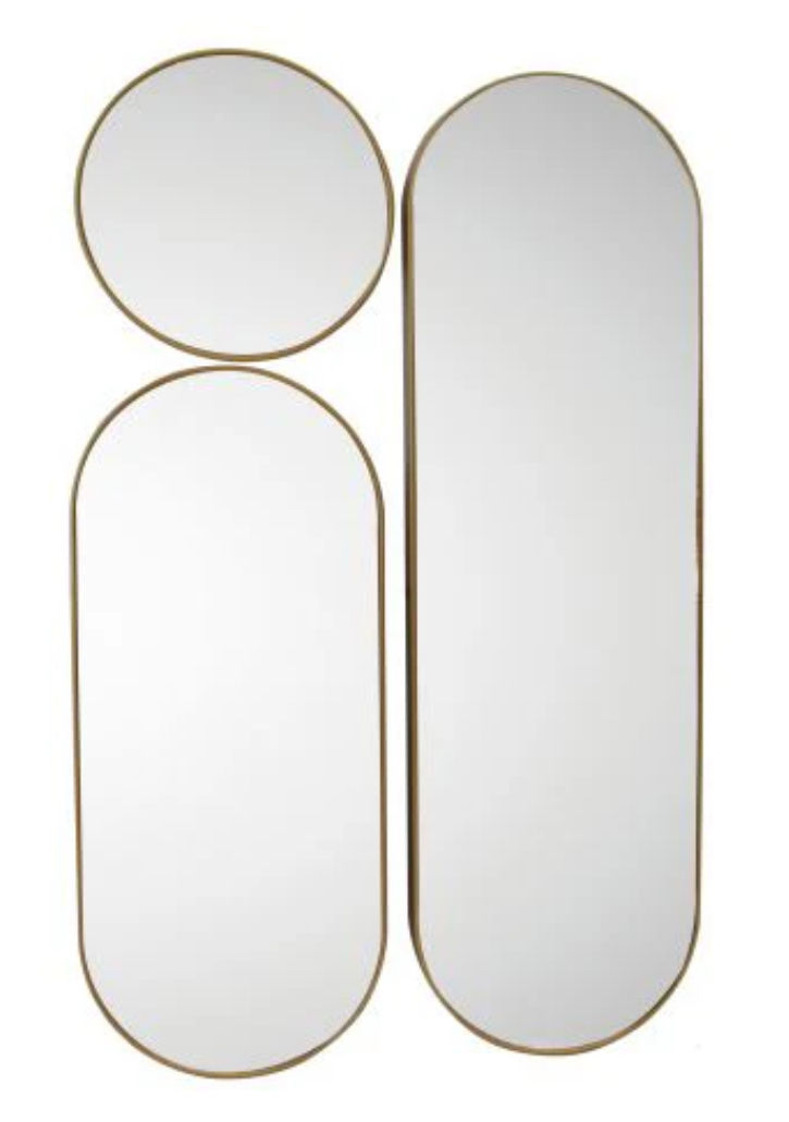 Gold 3Set Ultra Slim Pill Framed Mirrors
