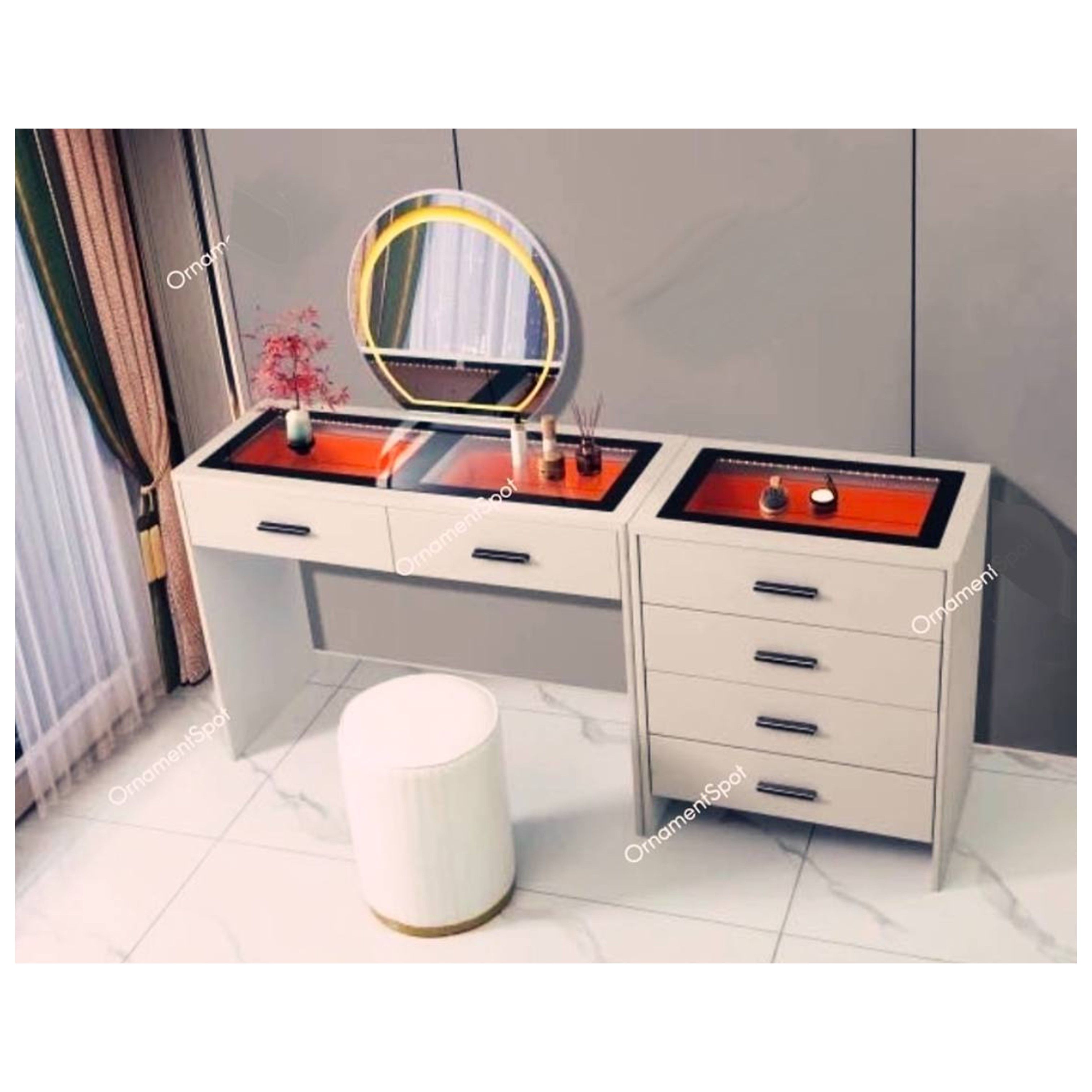 Ava Vanity Makeup Set with LED Mirror & Stool