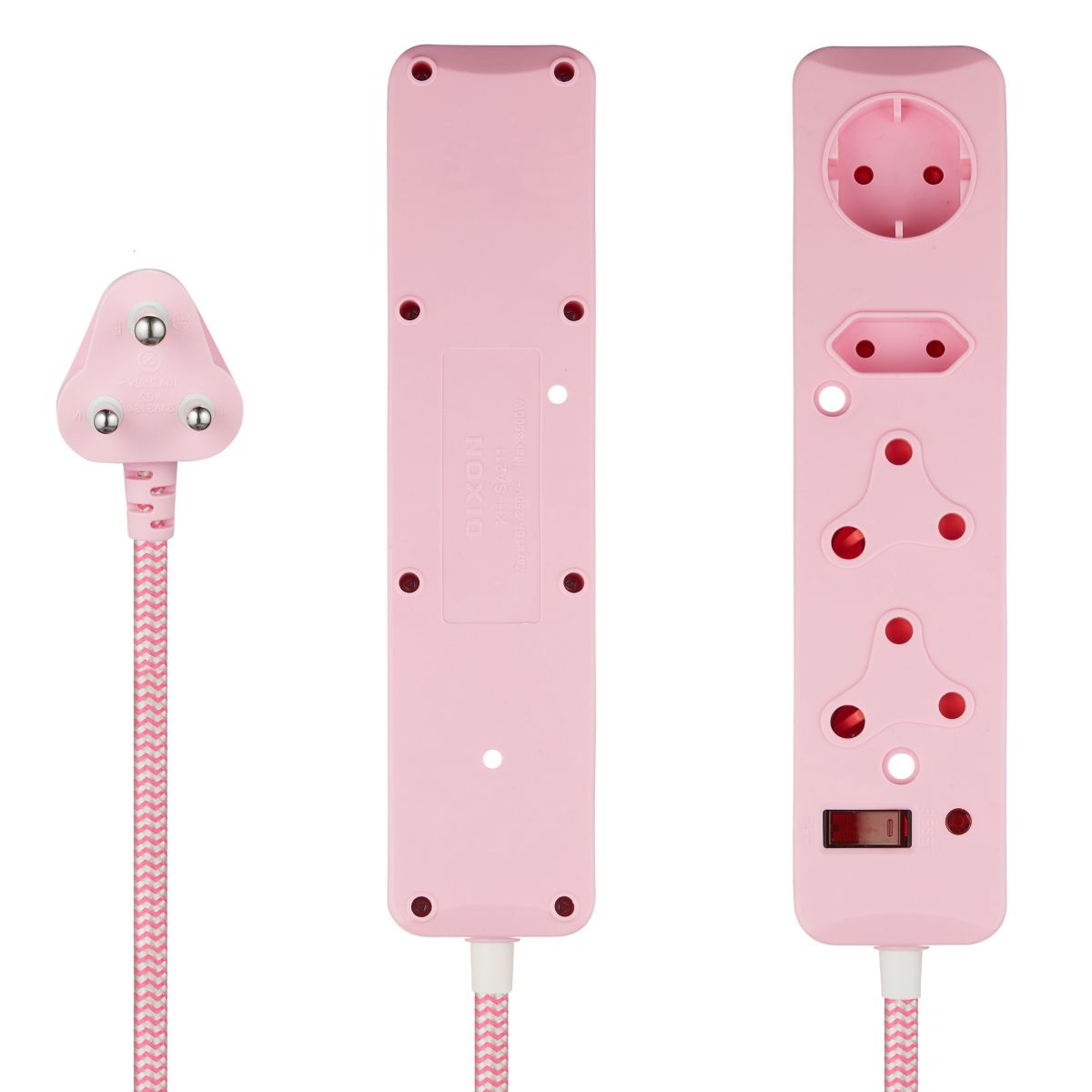 Switched Multiplug: 4-Way with Surge & Overload Protection - Pink