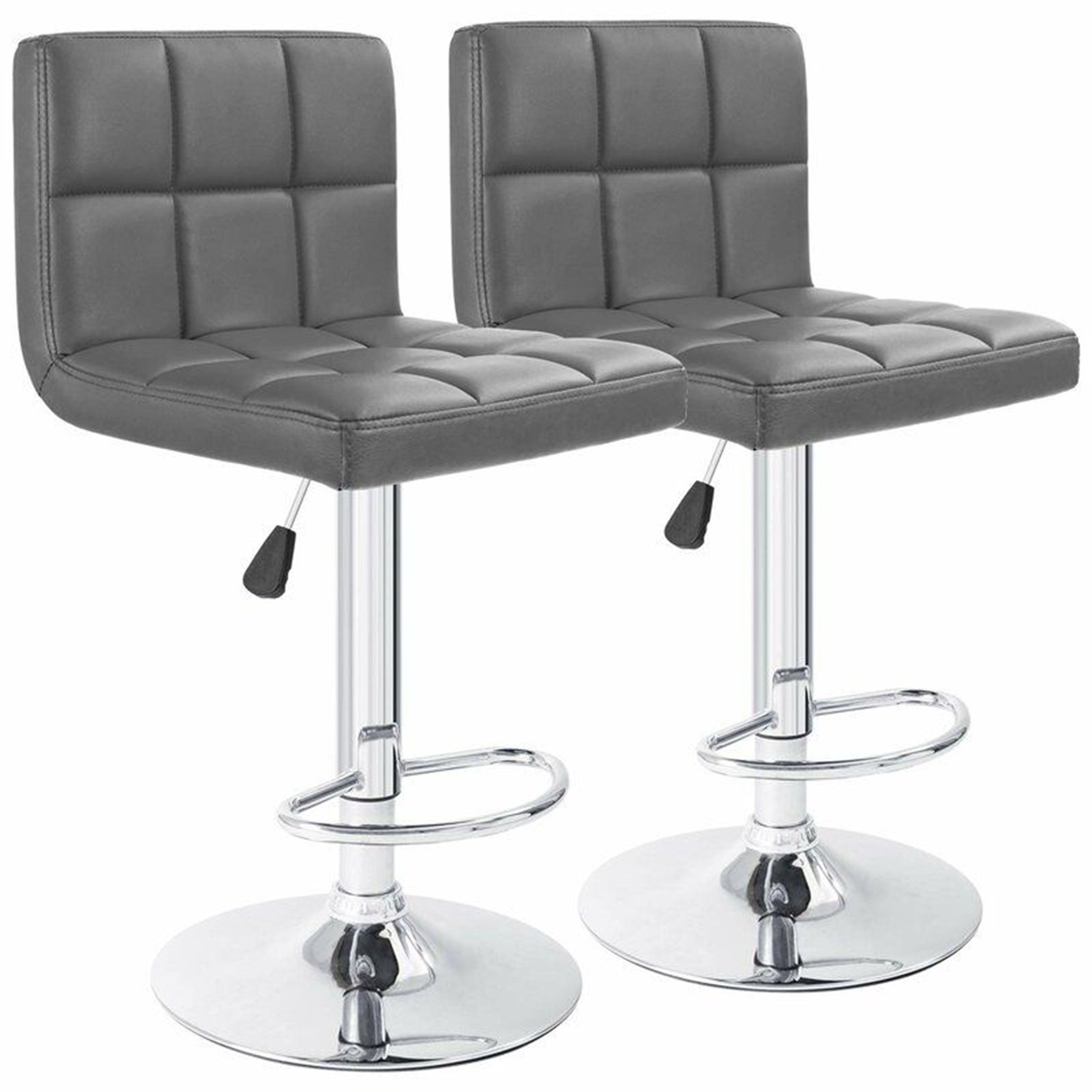 Madiega Furniture - 2 Grey Square Tufted Bar Stools