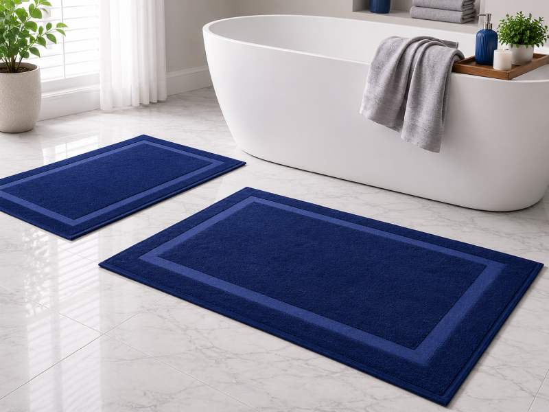 Plush 750GSM - Bath Mat - 050x080cm - Estate Blue(2pc Pack)