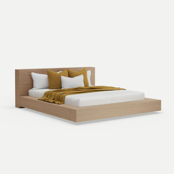 Floating Platform Bed Antares King - Oak Clear Finish