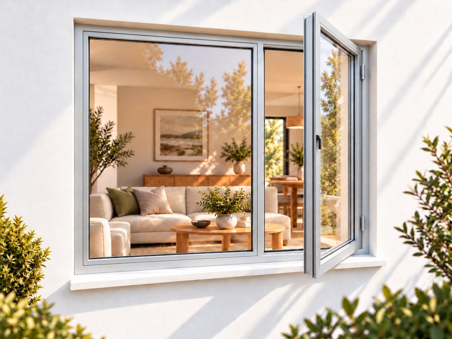 Kenzo Premium Side-Hung Aluminium Window - Silver, 1800 1200 mm, Right Side Opener