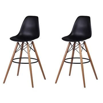 Modern Style Eiffel Chair Counter Bar Stools Set - 2 Pieces - 25.5-Inch - Black