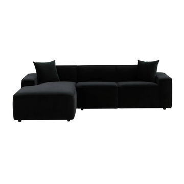 ola Black Velvet Right hand Sectional - Corner Couch