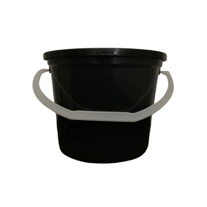 Heavy Duty Bucket with Handle & Lid - 5 Litre - Black - 10 Pack