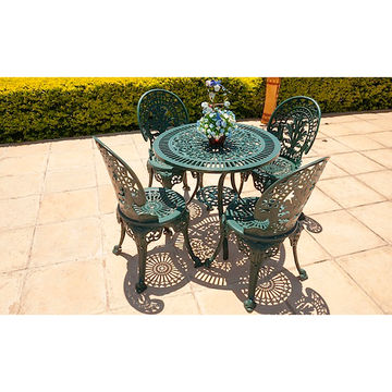 Ageless & Beautiful!   4 Seater Cast Aluminium Patio Set / Garden Set - 4 x Crown Chairs with 75cm Bonzai Table
