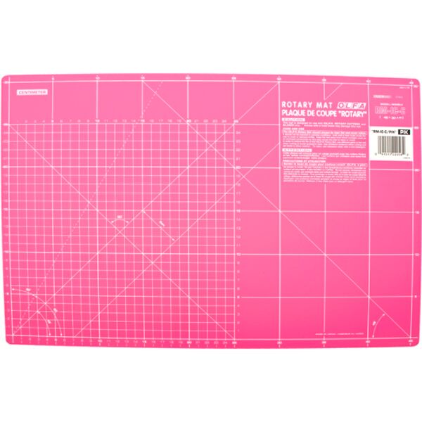OLFA MAT ROTARY 450 X 300MM METRIC & INCH DOUBLE SIDED PINK